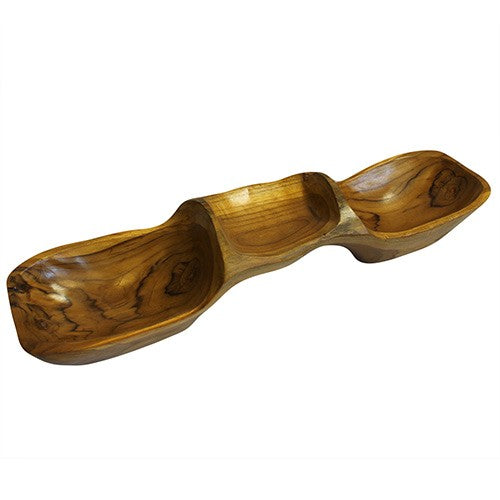 Hand Carved Teak Root 3 Pyramid Bowl - Large - main product image from Quintessential Holistic Health Ltd UK