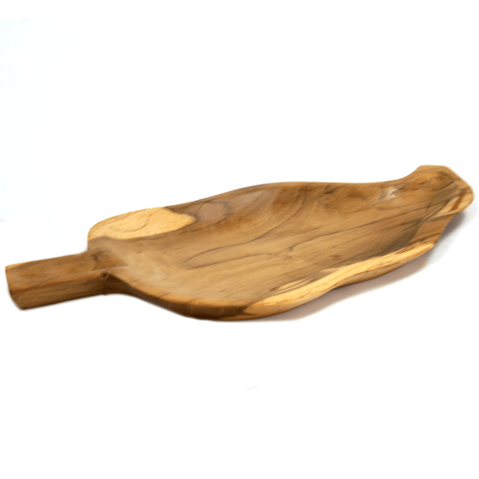Hand Carved Wooden Teak Root Bowl - Leaf Design - main product image from Quintessential Holistic Health Ltd UK