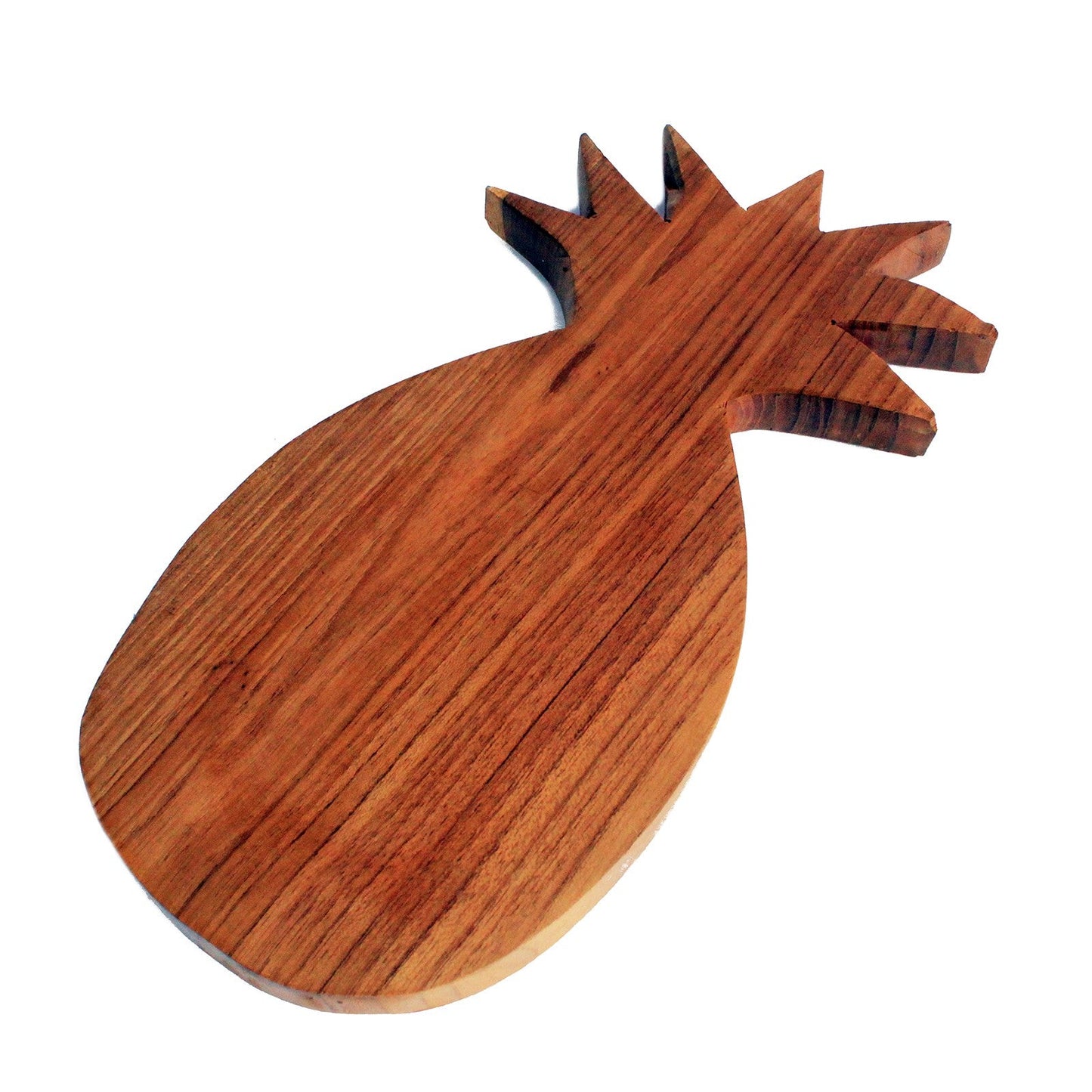Hand Carved Sustainable Teak Chopping Board - Pineapple with an oval body, short handle and carved leafy crown by Quintessential Holistic Health Ltd