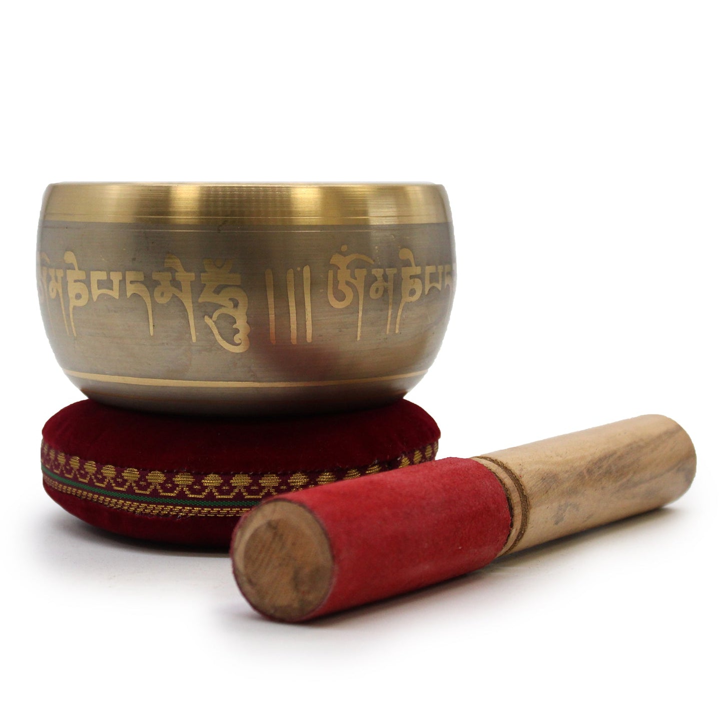 11cm Handcrafted Brass Singing Bowl - Five Buddha product packaging on clean background from Quintessential Holistic Health Ltd