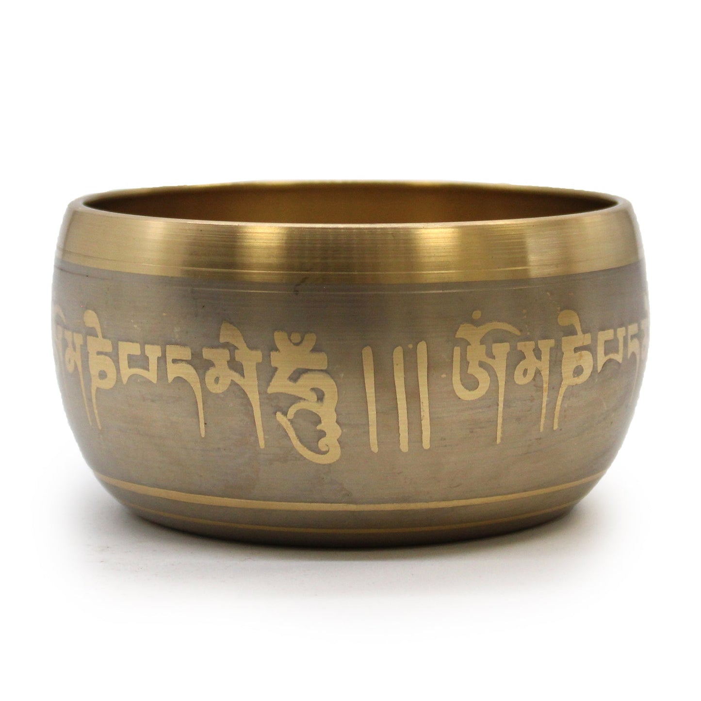 11cm Handcrafted Brass Singing Bowl - Five Buddha product packaging on clean background from Quintessential Holistic Health Ltd