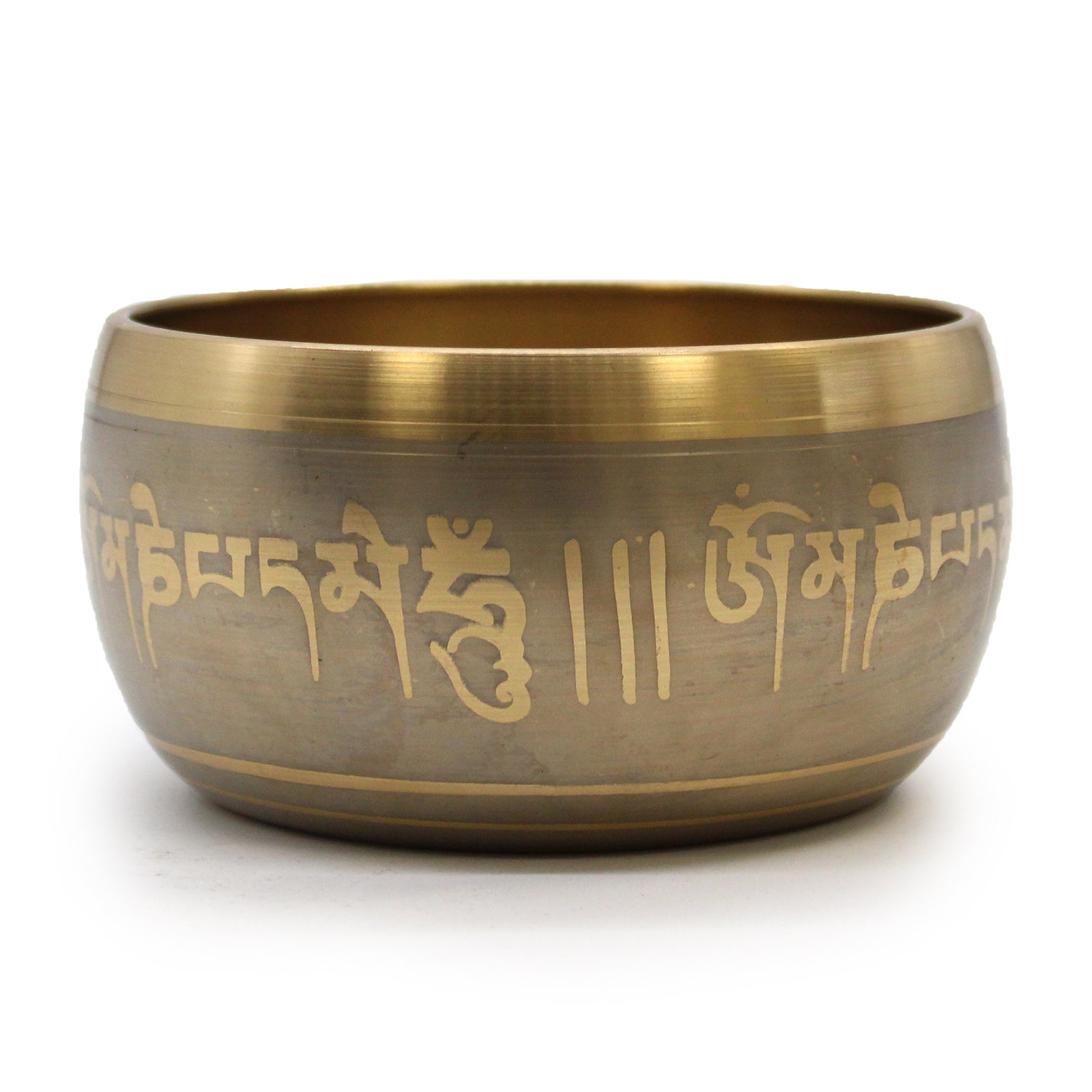11cm Handcrafted Brass Singing Bowl - Five Buddha product packaging on clean background from Quintessential Holistic Health Ltd