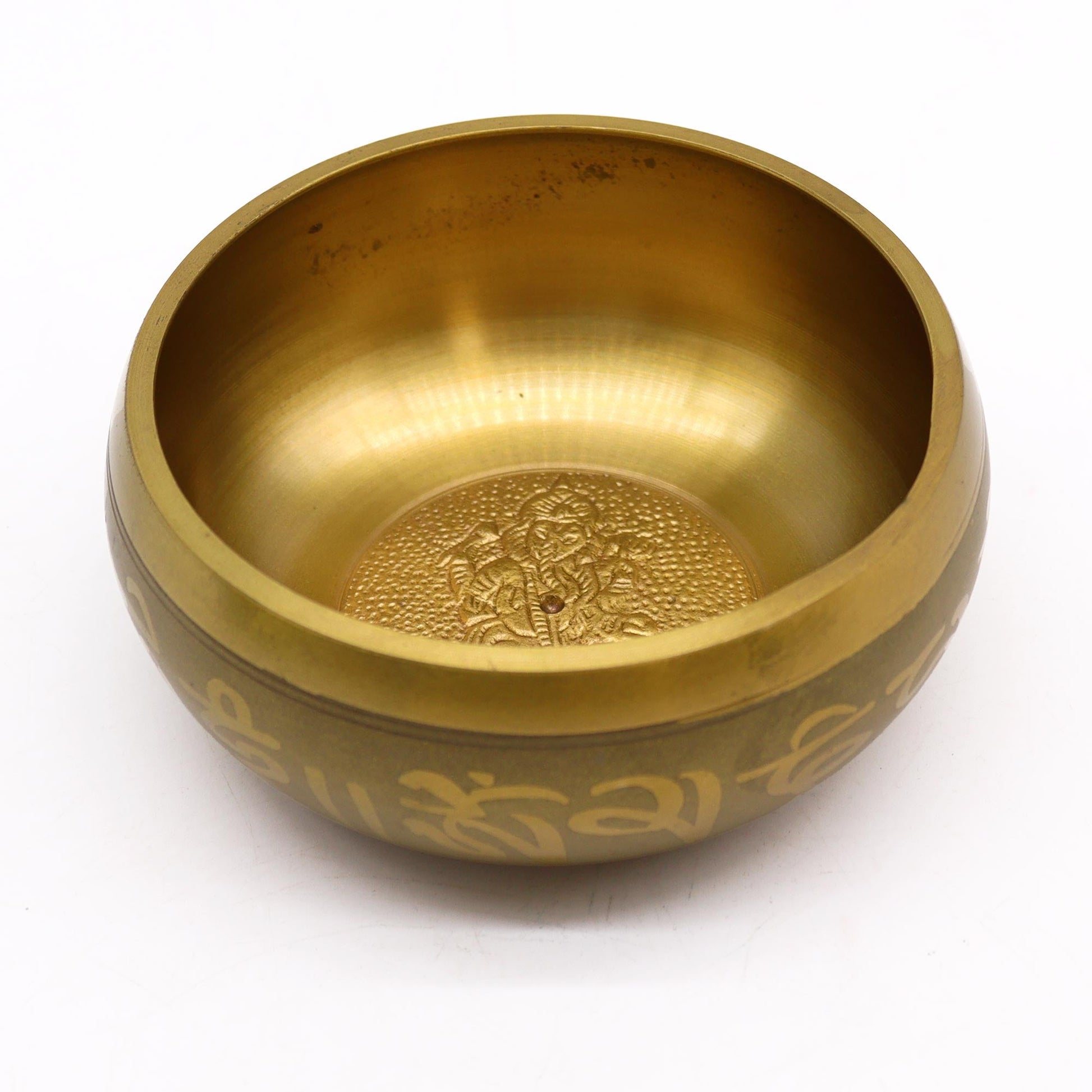 11cm Handcrafted Brass Singing Bowl - Ganesh product packaging on clean background from Quintessential Holistic Health Ltd
