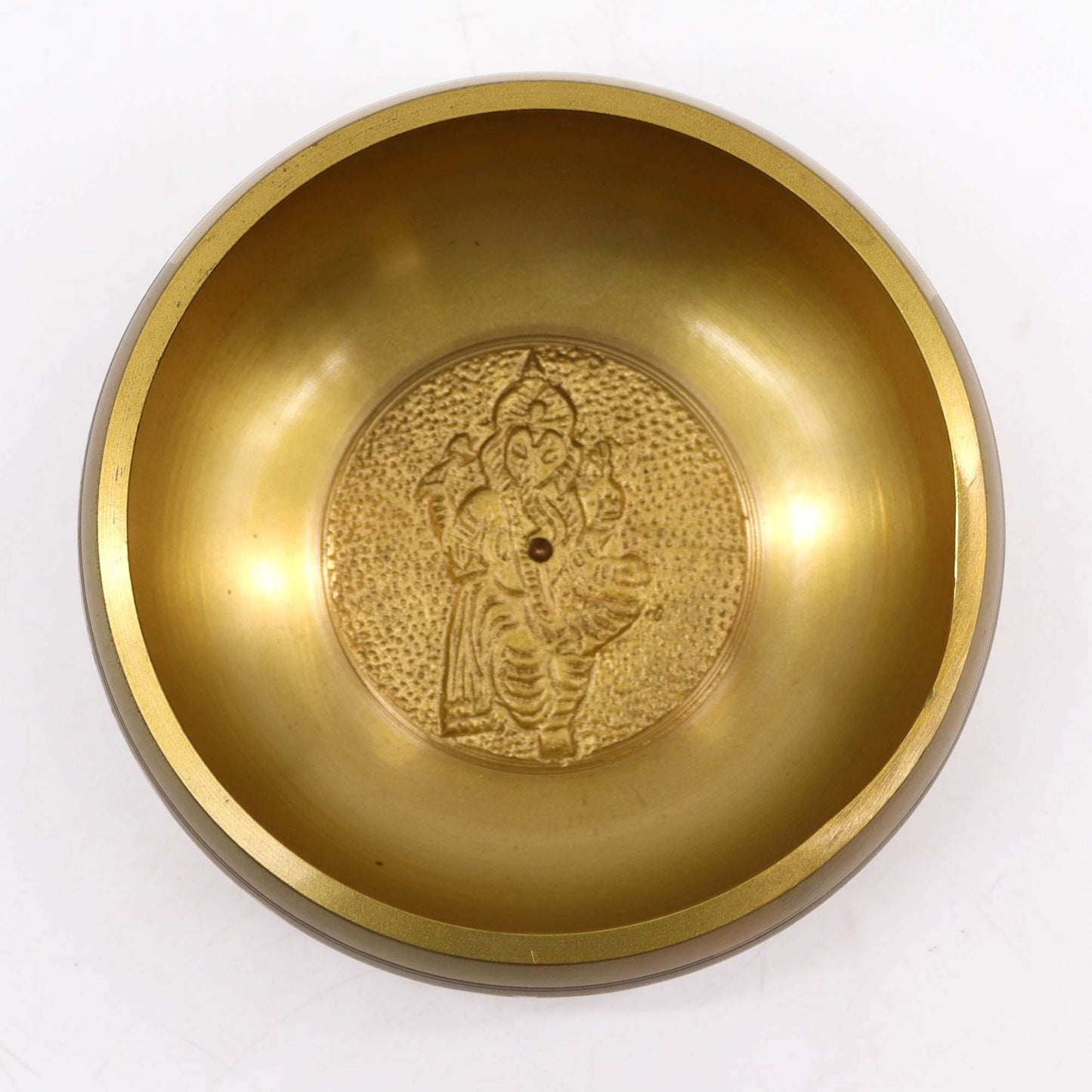 11cm Handcrafted Brass Singing Bowl - Ganesh product packaging on clean background from Quintessential Holistic Health Ltd