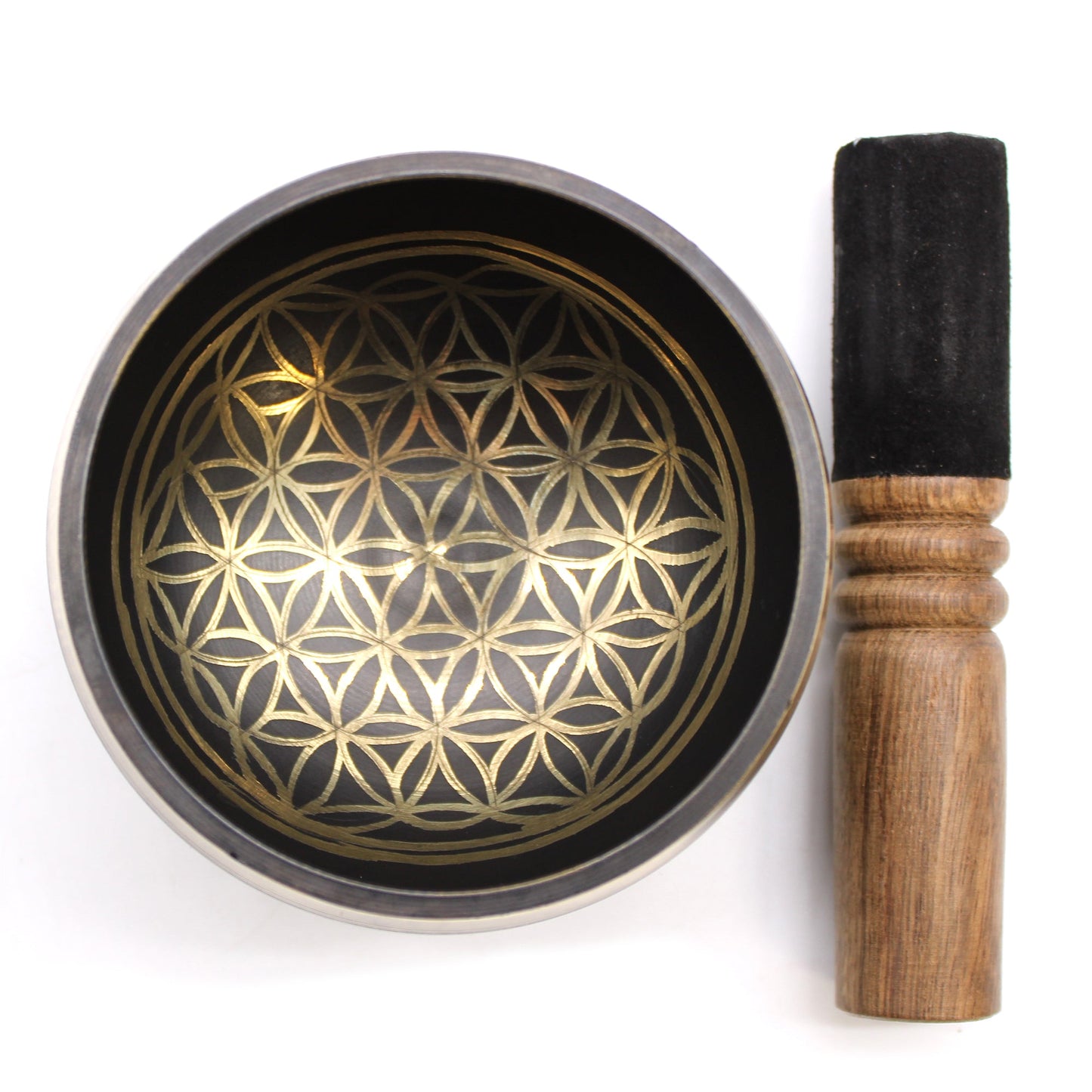 9cm Authentic Brass Singing Bowl Set - Flower of Life product packaging on clean background from Quintessential Holistic Health Ltd