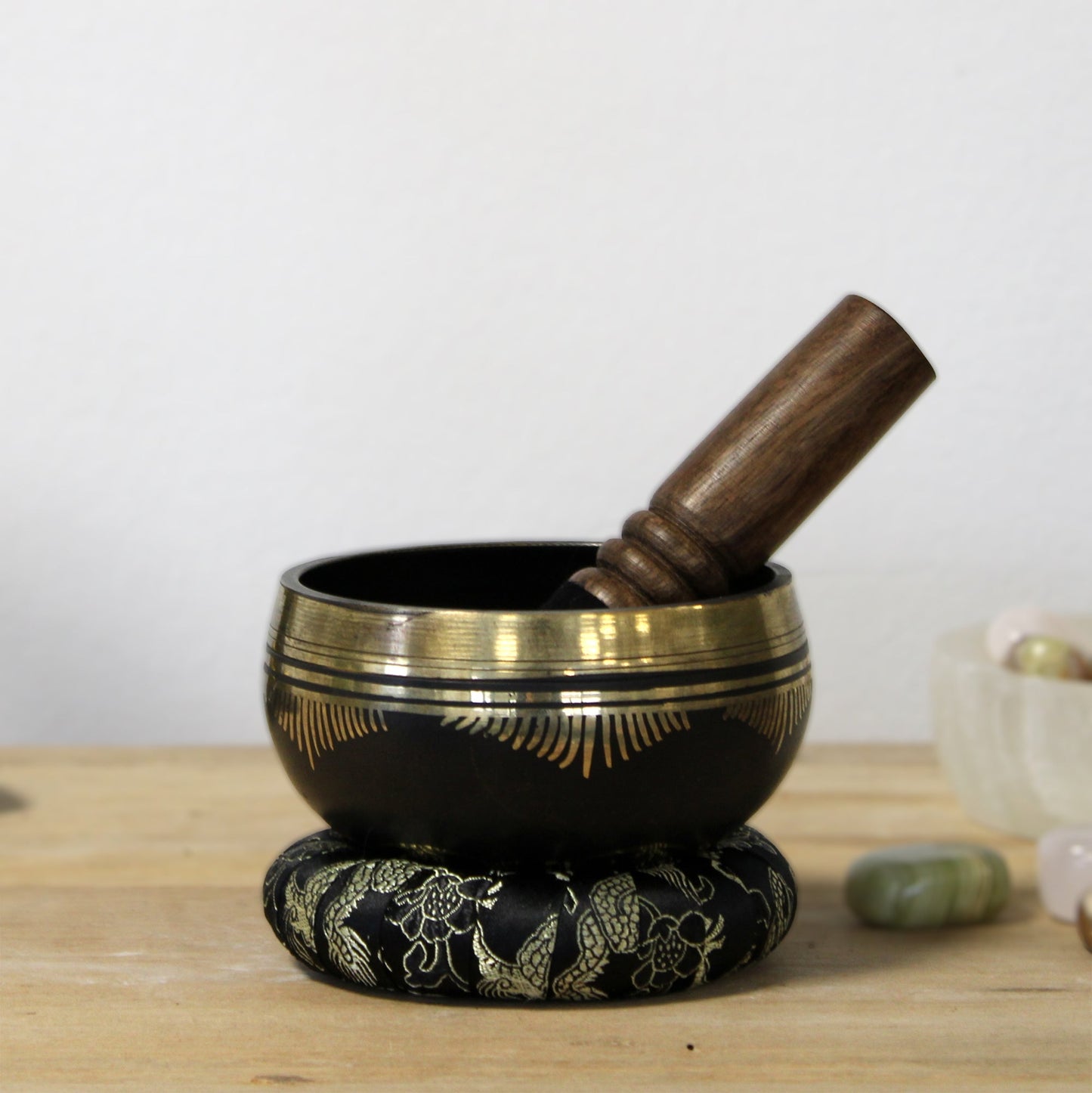 9cm Authentic Brass Singing Bowl Set - Flower of Life product packaging on clean background from Quintessential Holistic Health Ltd