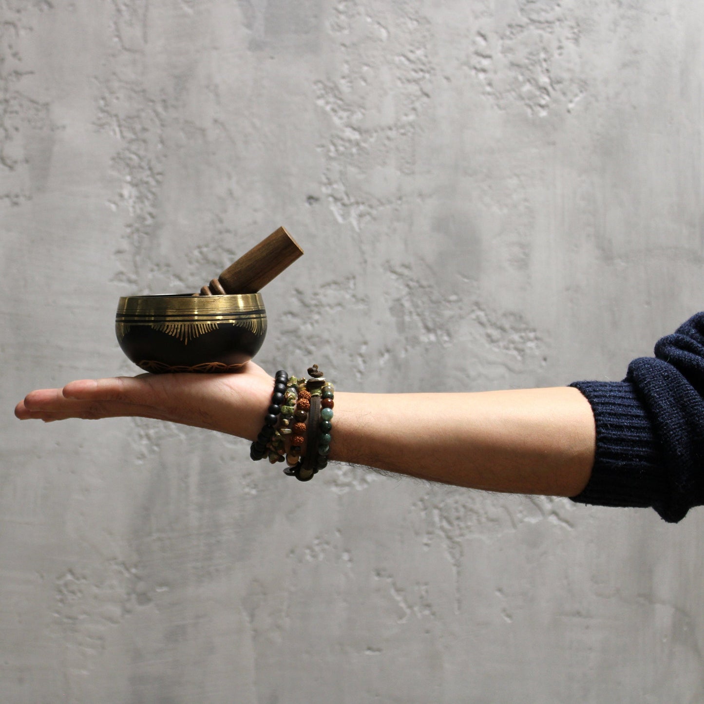 9cm Authentic Brass Singing Bowl Set - Flower of Life product packaging on clean background from Quintessential Holistic Health Ltd