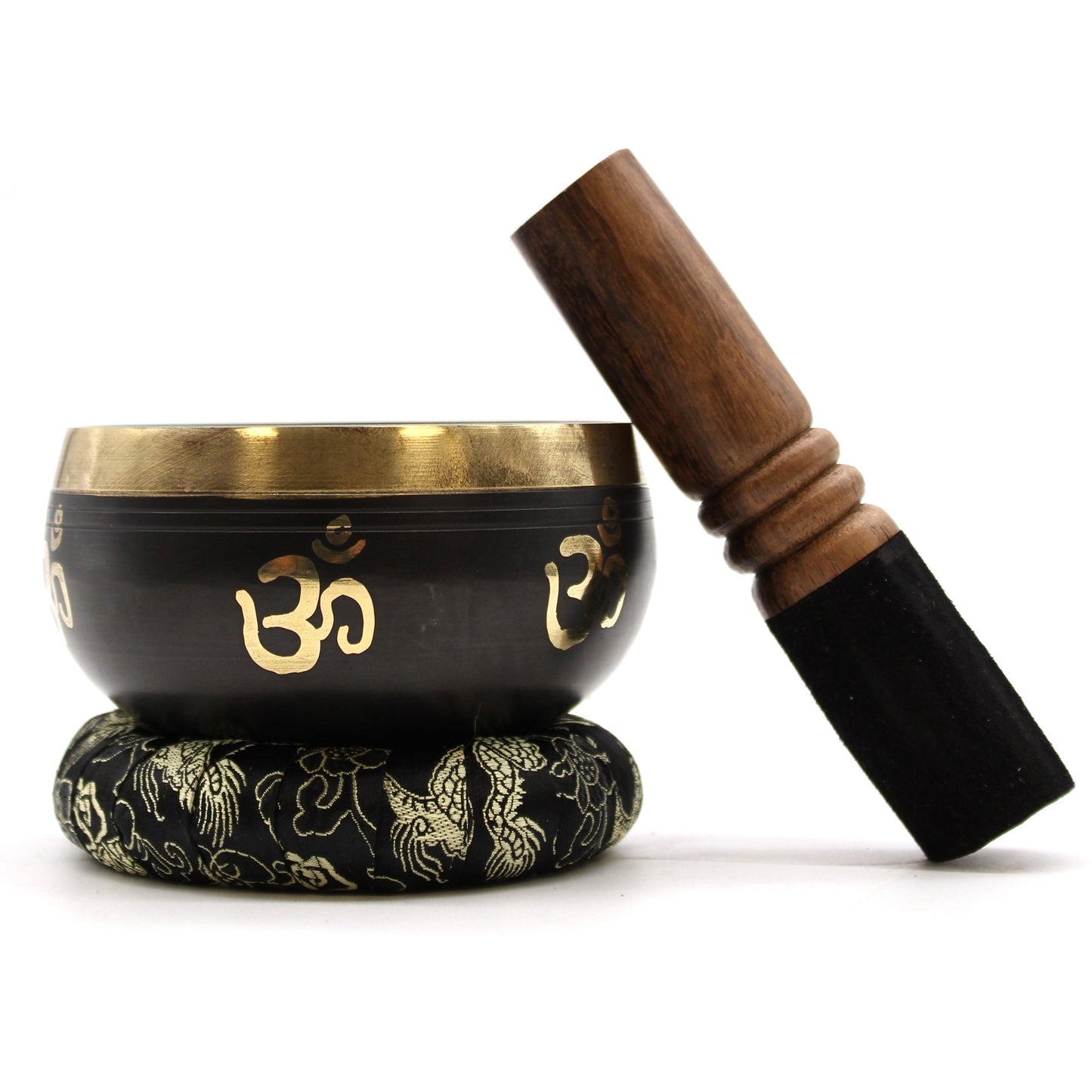 9cm Authentic Brass Singing Bowl Set - Om product packaging on clean background from Quintessential Holistic Health Ltd
