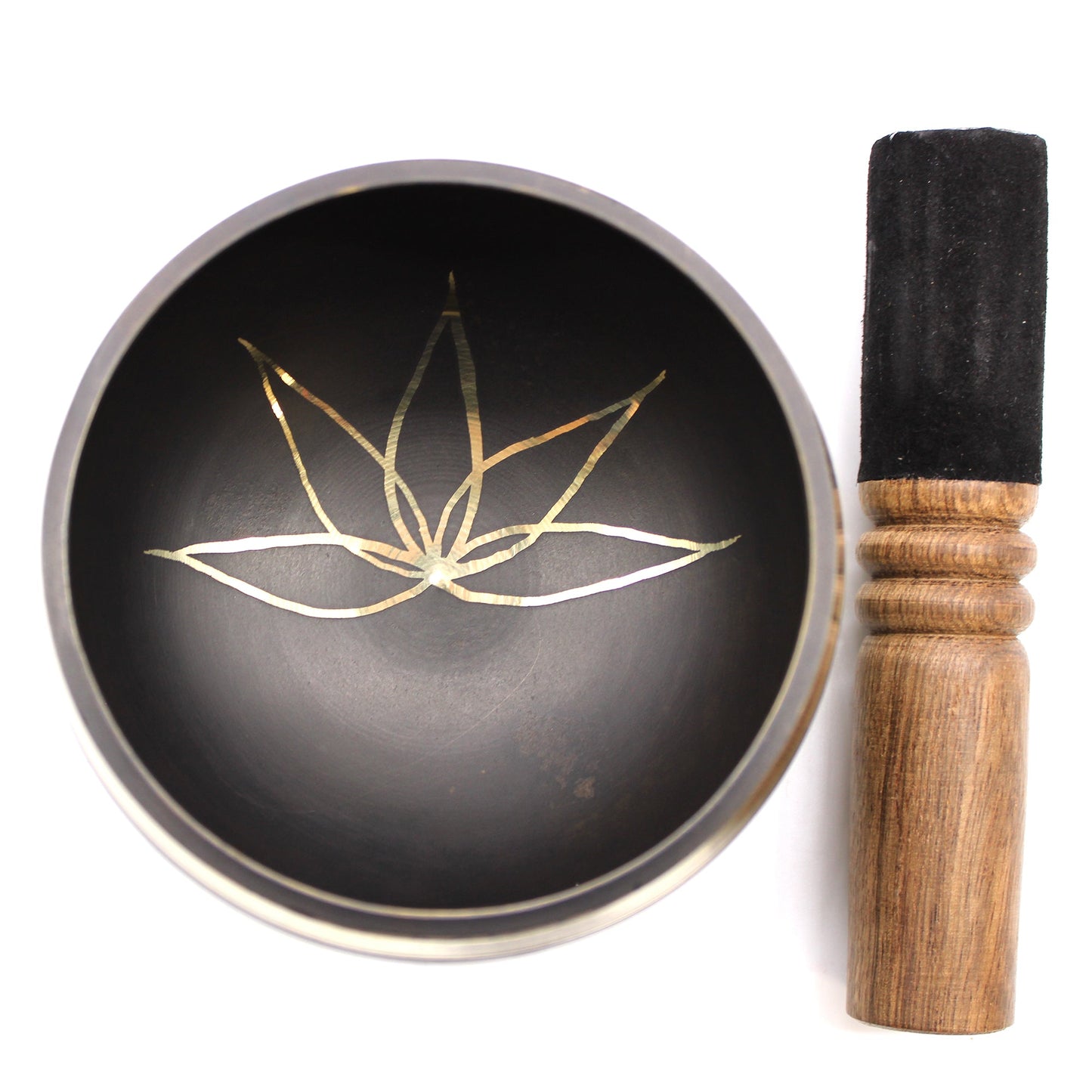 9cm Authentic Brass Singing Bowl Set - Lotus Flower product packaging on clean background from Quintessential Holistic Health Ltd