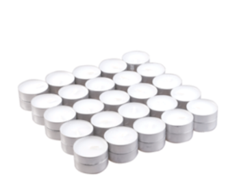 50 x Unscented Tea-Lights product packaging on clean background from Quintessential Holistic Health Ltd