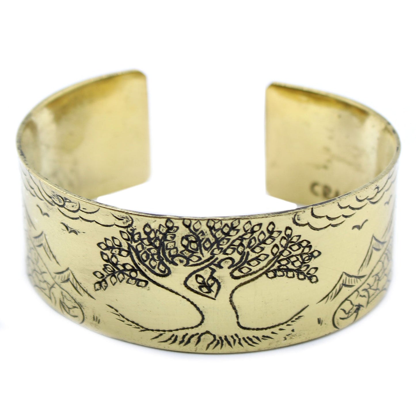 Handcrafted Brass Tibetan Mantra Bracelet - Tree of Life product packaging on clean background from Quintessential Holistic Health Ltd