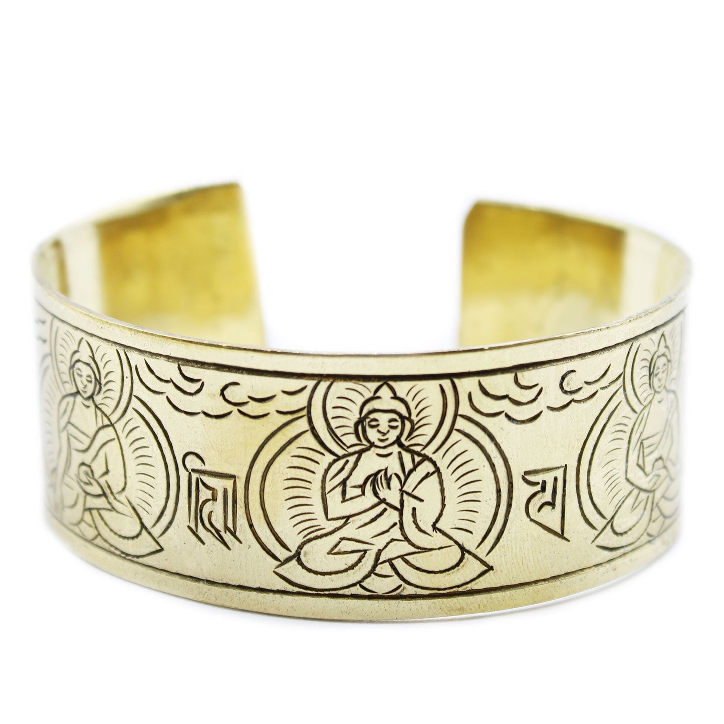 Handcrafted Brass Tibetan Bracelet - Five Buddha product packaging on clean background from Quintessential Holistic Health Ltd