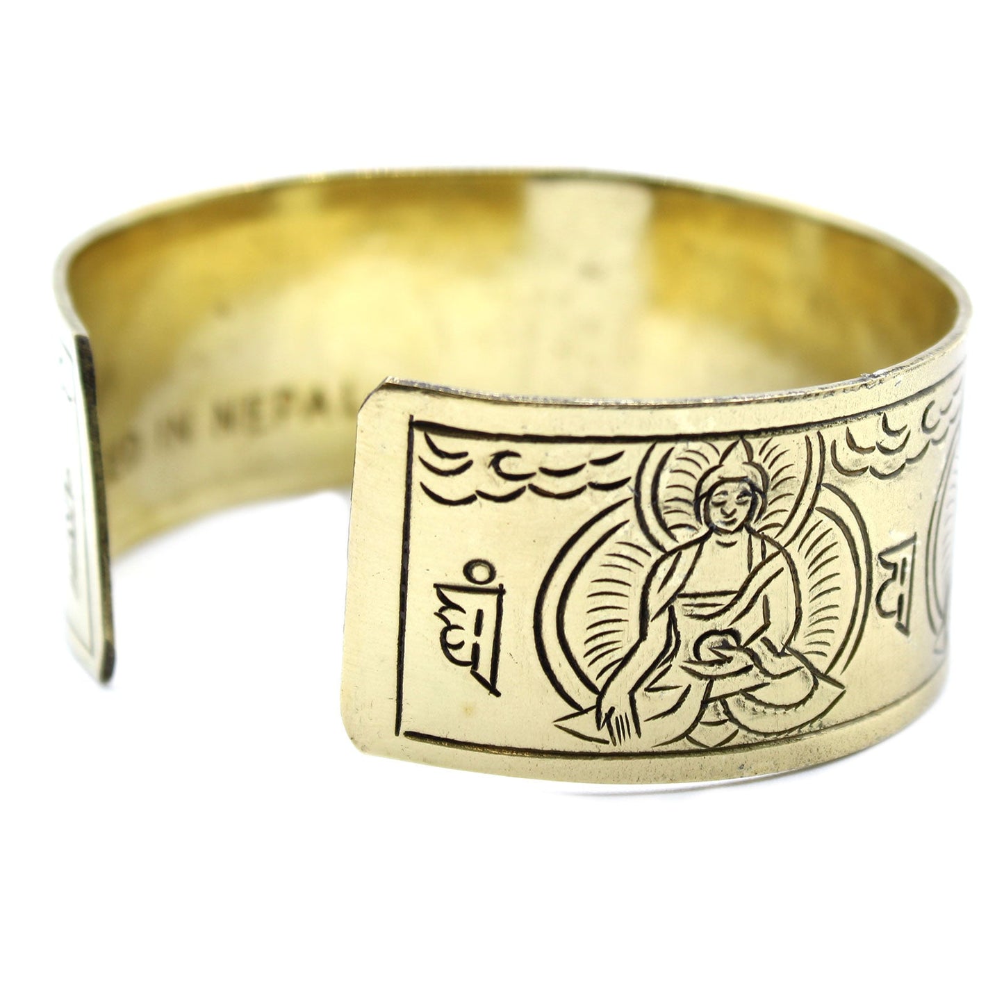 Handcrafted Brass Tibetan Bracelet - Five Buddha product packaging on clean background from Quintessential Holistic Health Ltd