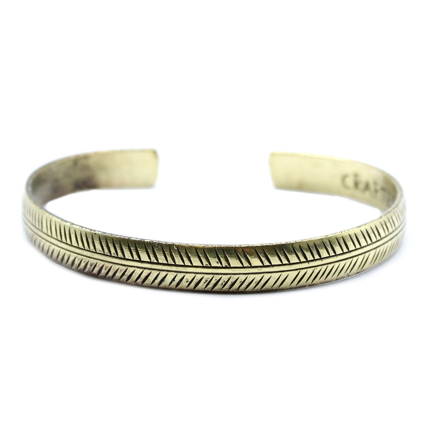 Handcrafted Brass Tibetan Bracelet - Slim Tribal Leaf product packaging on clean background from Quintessential Holistic Health Ltd