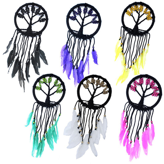 6 x Hand Crafted Boho Style Macrame Tree of Life Dreamcatchers - Medium / Assorted Colours product packaging on clean background from Quintessential Holistic Health Ltd