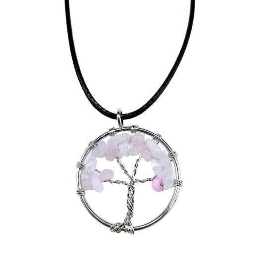 Tree of Life Pendant - Rose Quartz product packaging on clean background from Quintessential Holistic Health Ltd