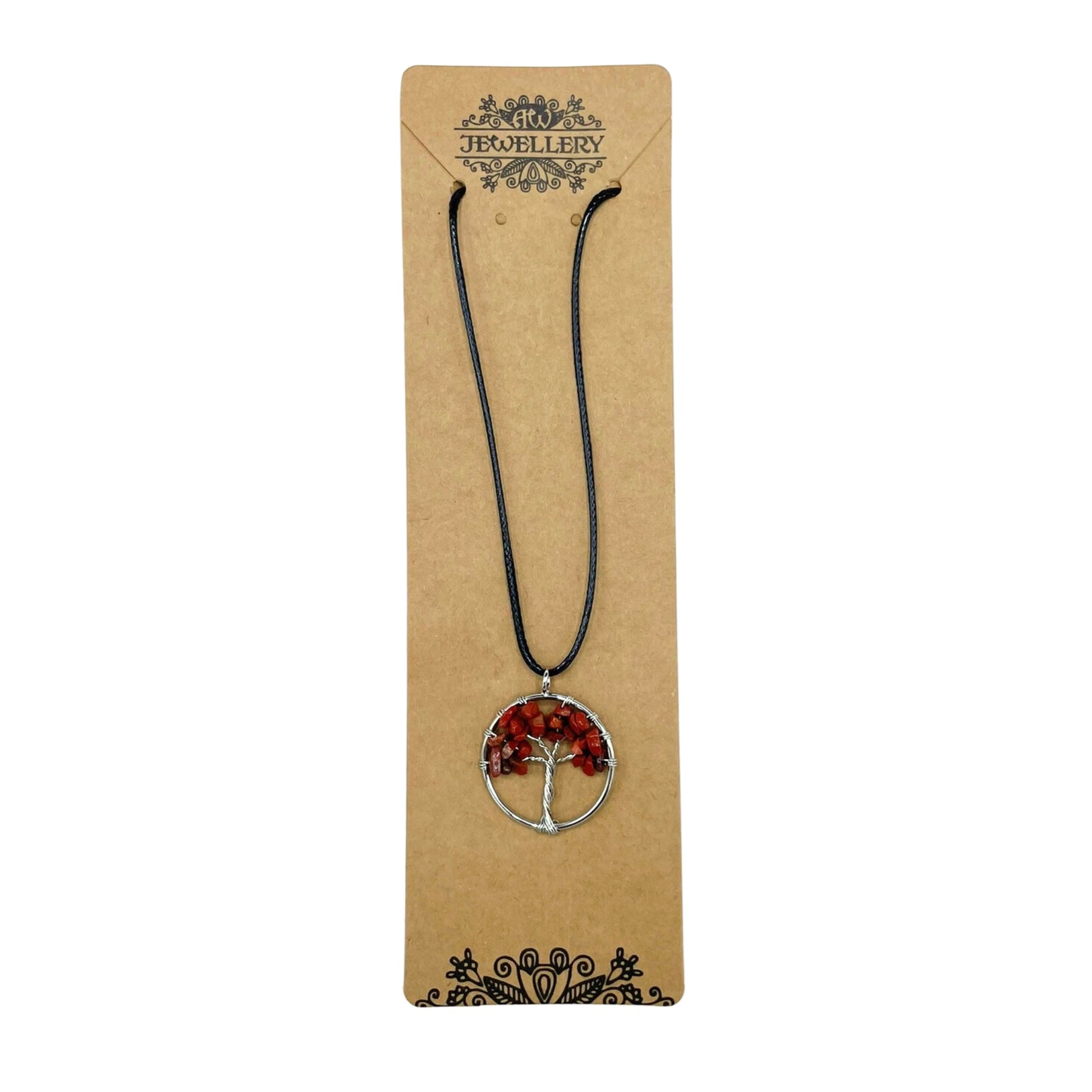 Tree of Life Pendant - Red Jasper product packaging on clean background from Quintessential Holistic Health Ltd