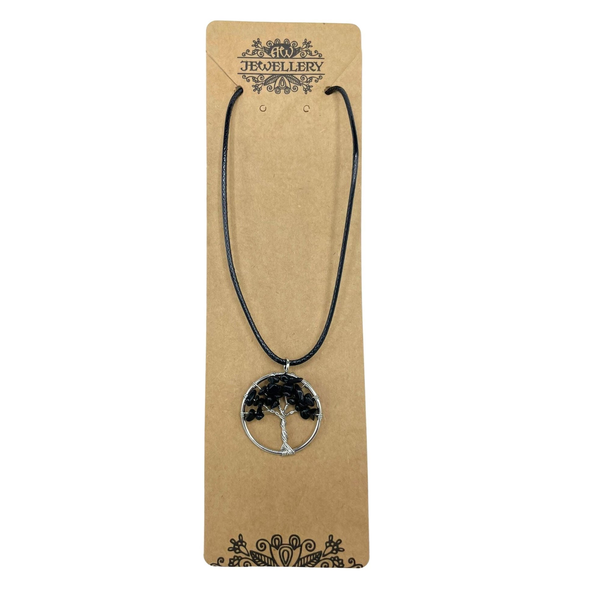 Tree of Life Pendant - Black Agate product packaging on clean background from Quintessential Holistic Health Ltd