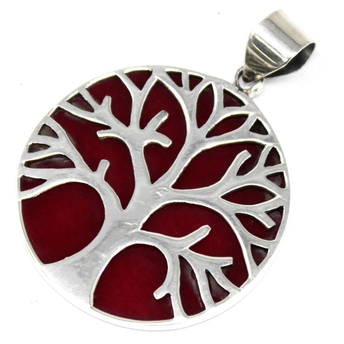 Silver Pendant - 30mm / Tree of Life / Coral Effect product packaging on clean background from Quintessential Holistic Health Ltd