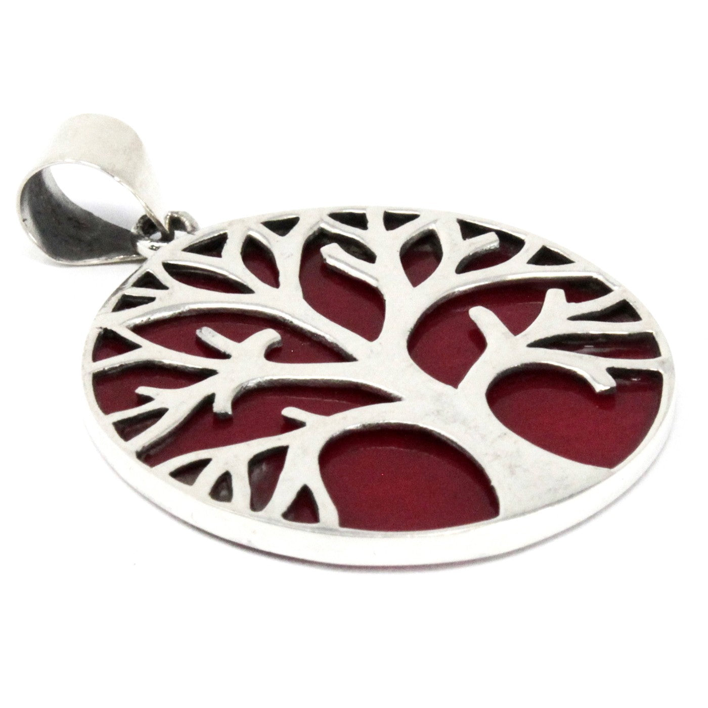 Silver Pendant - 30mm / Tree of Life / Coral Effect product packaging on clean background from Quintessential Holistic Health Ltd
