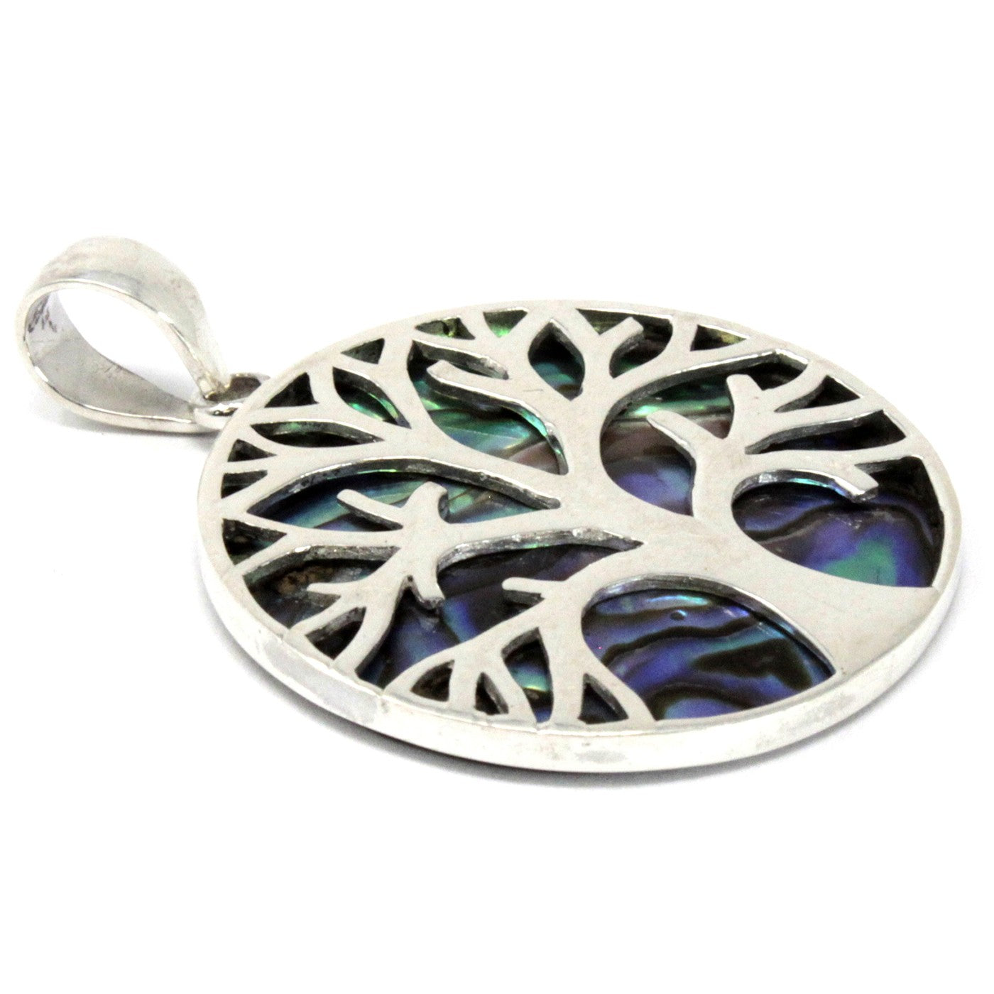 Silver Pendant - 30mm / Tree of Life / Abalone product packaging on clean background from Quintessential Holistic Health Ltd