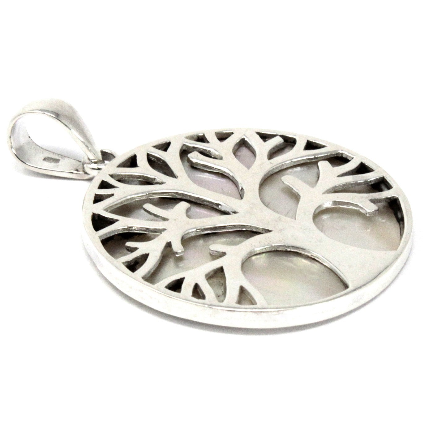 Silver Pendant - 30mm / Tree of Life / Mother of Pearl product packaging on clean background from Quintessential Holistic Health Ltd