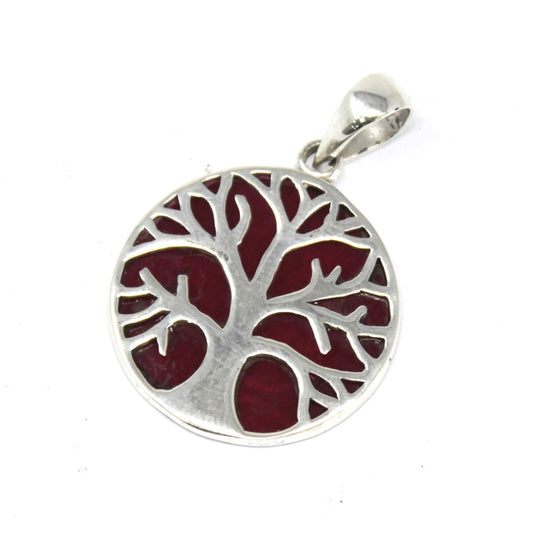 Silver Pendant - 22mm / Tree of Life / Coral Effect product packaging on clean background from Quintessential Holistic Health Ltd