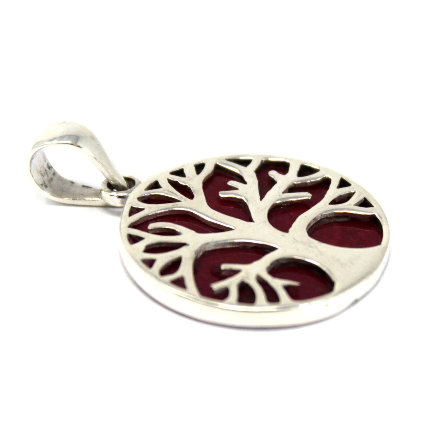 Silver Pendant - 22mm / Tree of Life / Coral Effect product packaging on clean background from Quintessential Holistic Health Ltd