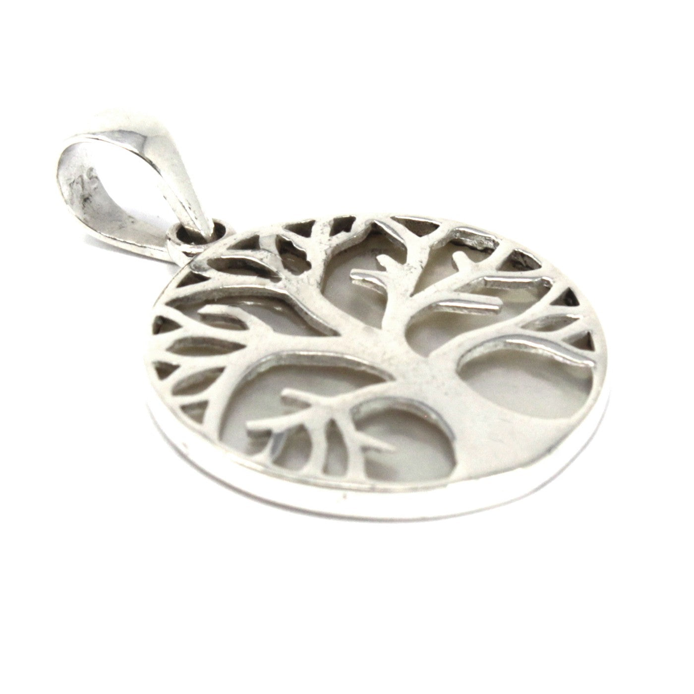 Silver Pendant - 22mm / Tree of Life / Mother of Pearl product packaging on clean background from Quintessential Holistic Health Ltd