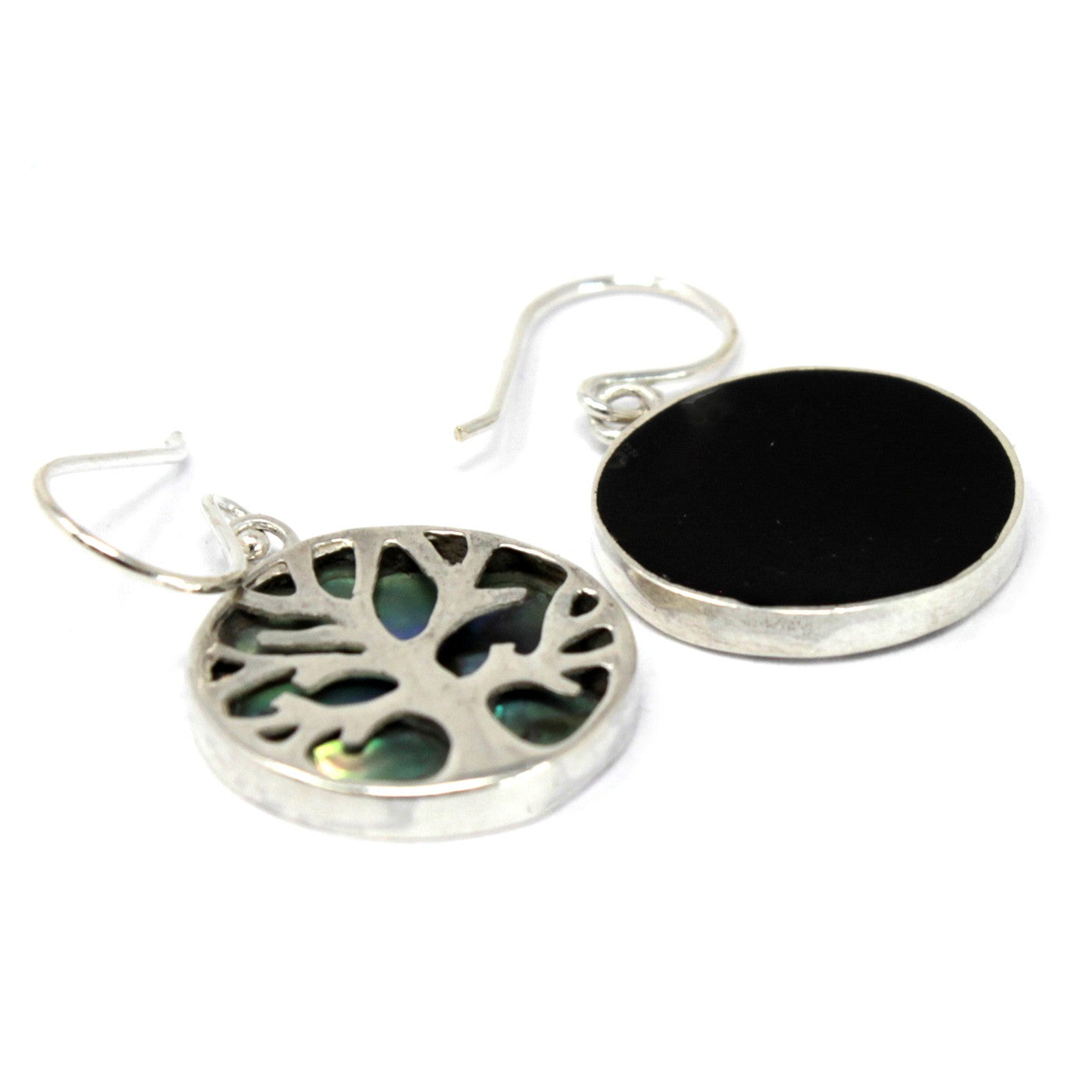 Silver Earrings - 15mm / Tree of Life / Abalone product packaging on clean background from Quintessential Holistic Health Ltd