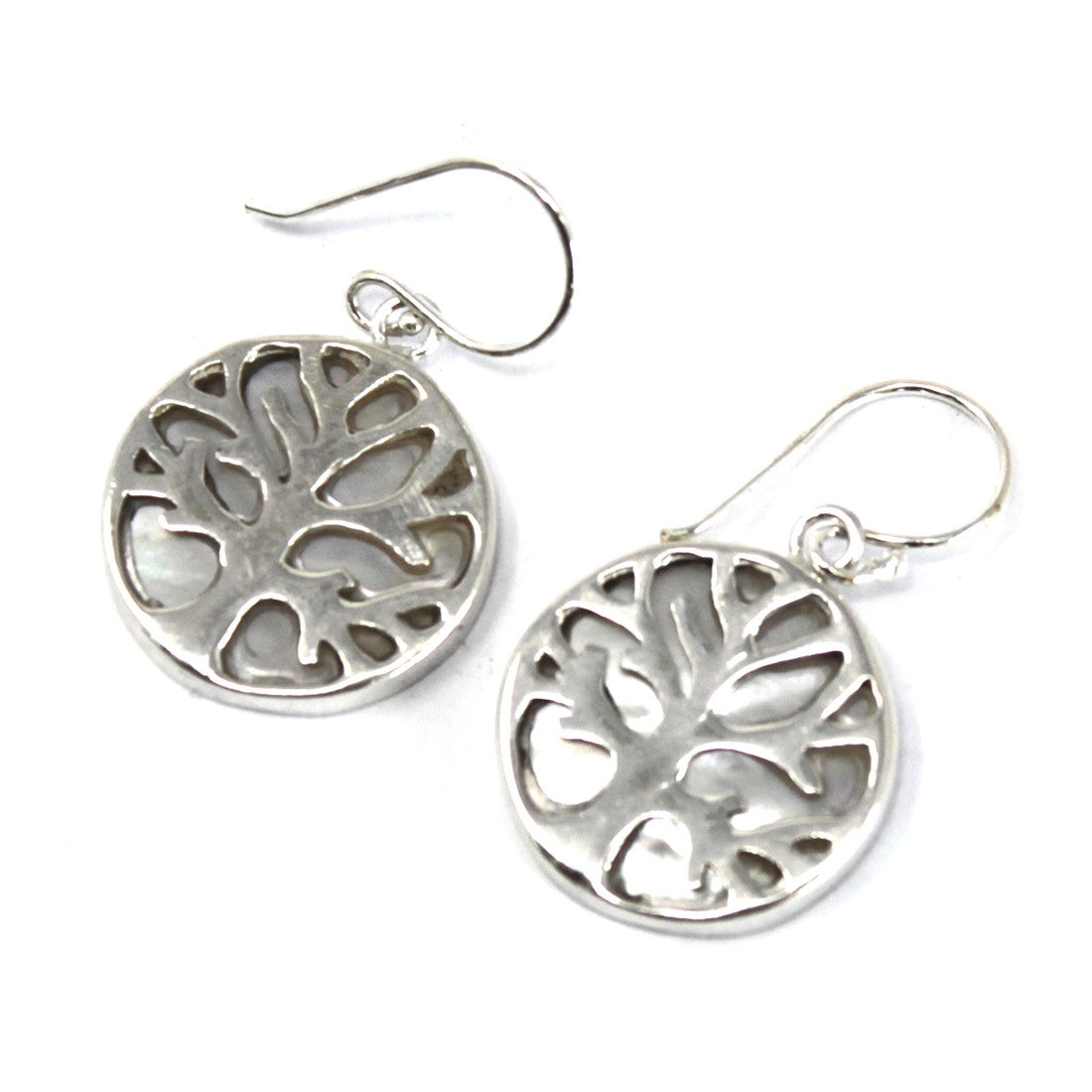 Silver Earrings - 15mm / Tree of Life / Mother of Pearl product packaging on clean background from Quintessential Holistic Health Ltd