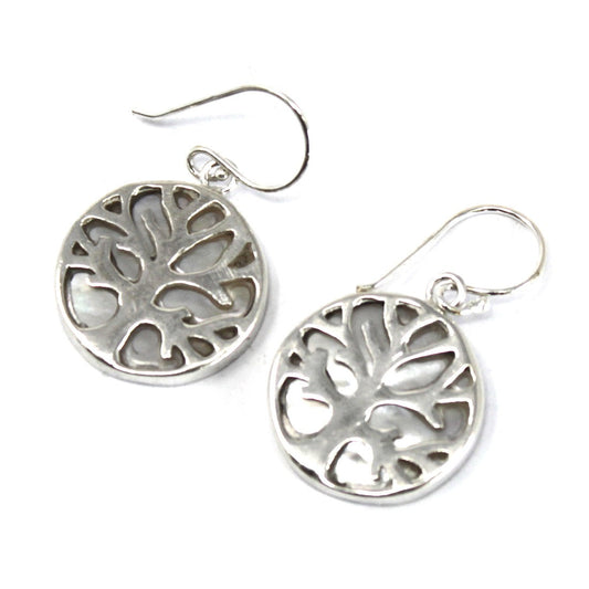 Silver Earrings - 15mm / Tree of Life / Mother of Pearl product packaging on clean background from Quintessential Holistic Health Ltd