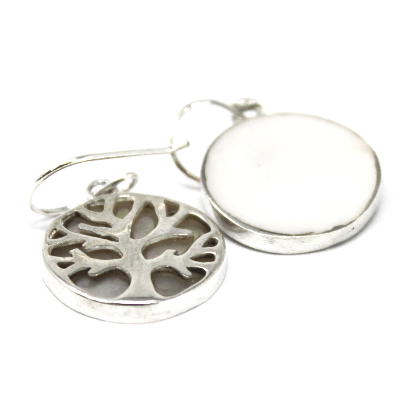 Silver Earrings - 15mm / Tree of Life / Mother of Pearl product packaging on clean background from Quintessential Holistic Health Ltd