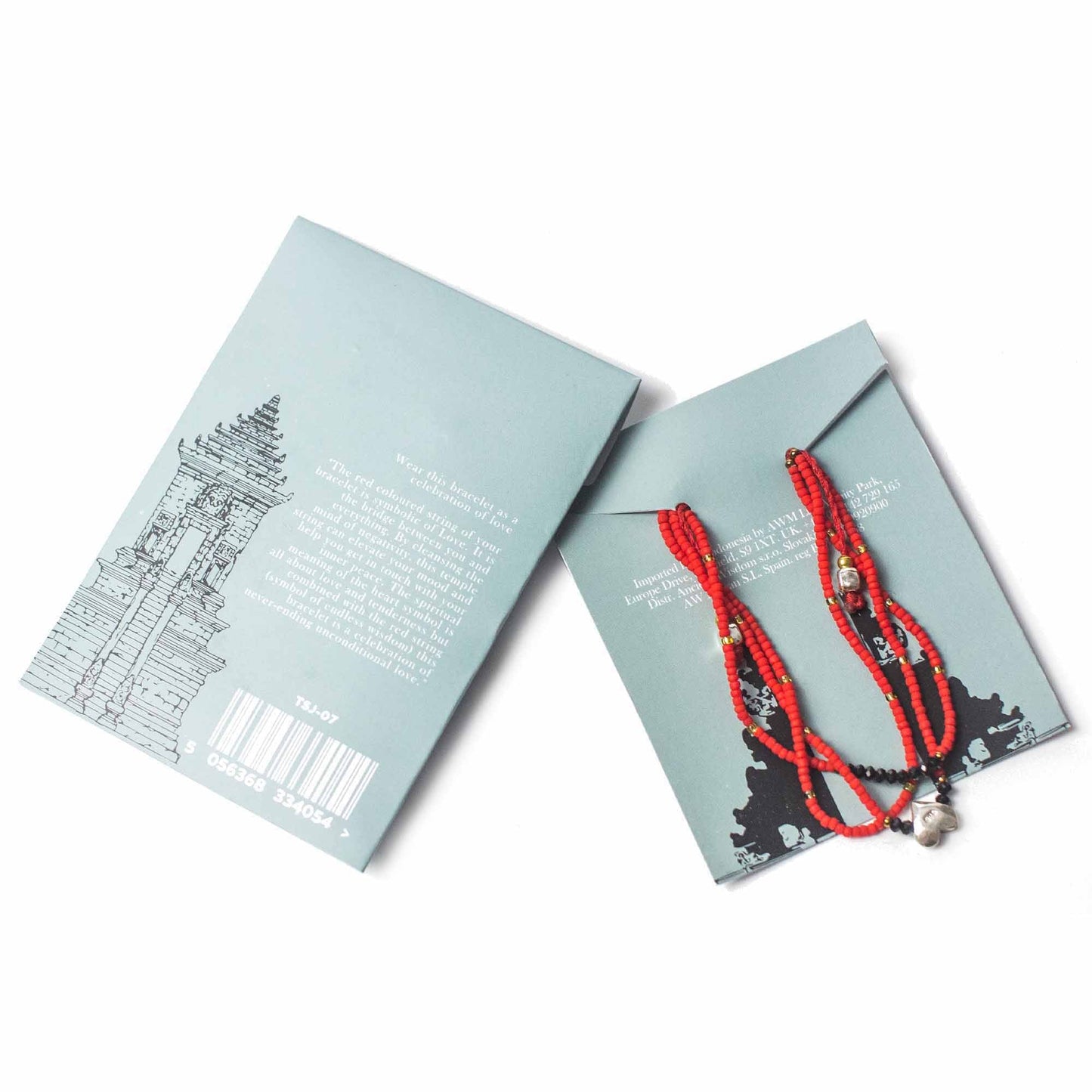 Handcrafted Temple String Bracelet - Unconditional Love product packaging on clean background from Quintessential Holistic Health Ltd
