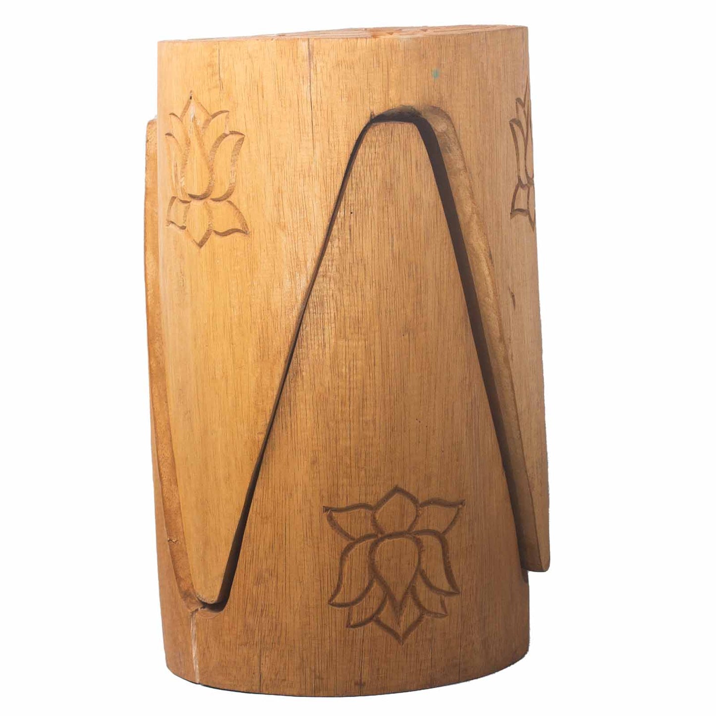Set of 2 x Handmade Albasia Wooden Interlocking Tribal Tables / Stools- Natural product packaging on clean background from Quintessential Holistic Health Ltd