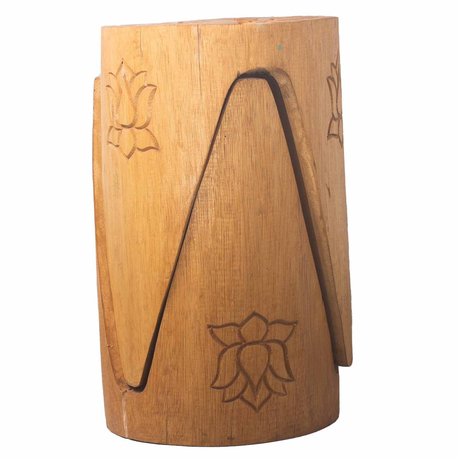 Set of 2 x Handmade Albasia Wooden Interlocking Tribal Tables / Stools- Natural product packaging on clean background from Quintessential Holistic Health Ltd