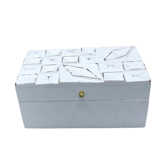 Vintage Deco Multi Purpose Box - White Diamonds - main product image from Quintessential Holistic Health Ltd UK