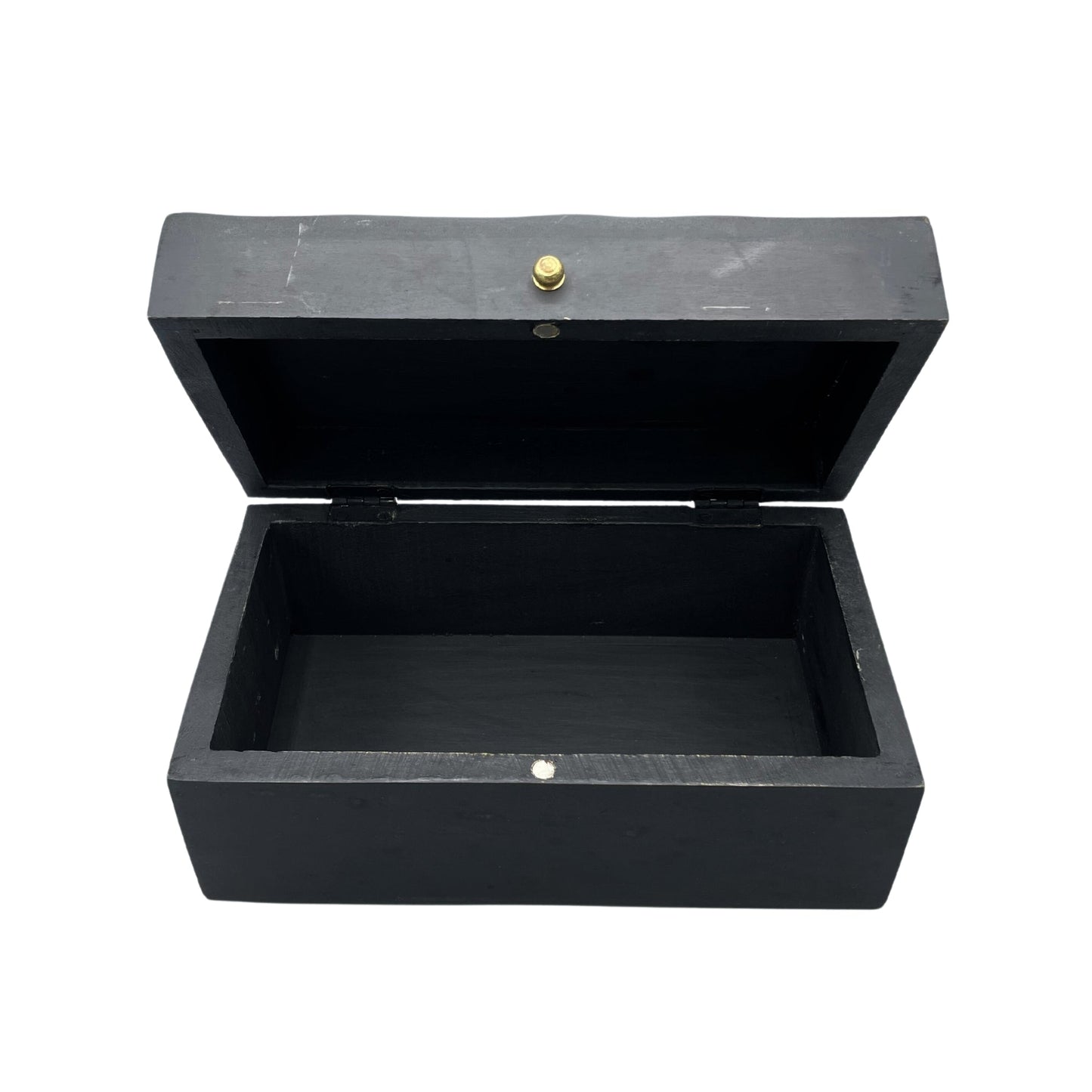 Vintage Deco Mango Wood Multi-Purpose Box - Black Swirls open with a raised wavy lid pattern and black interior by Quintessential Holistic Health Ltd