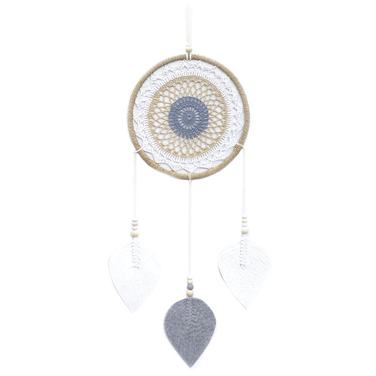 Eco-Friendly Hand Crafted Rattan and Cotton with Wooden Beaded Dreamcatcher - Large / Elemental Spirits / Brown product packaging on clean background from Quintessential Holistic Health Ltd