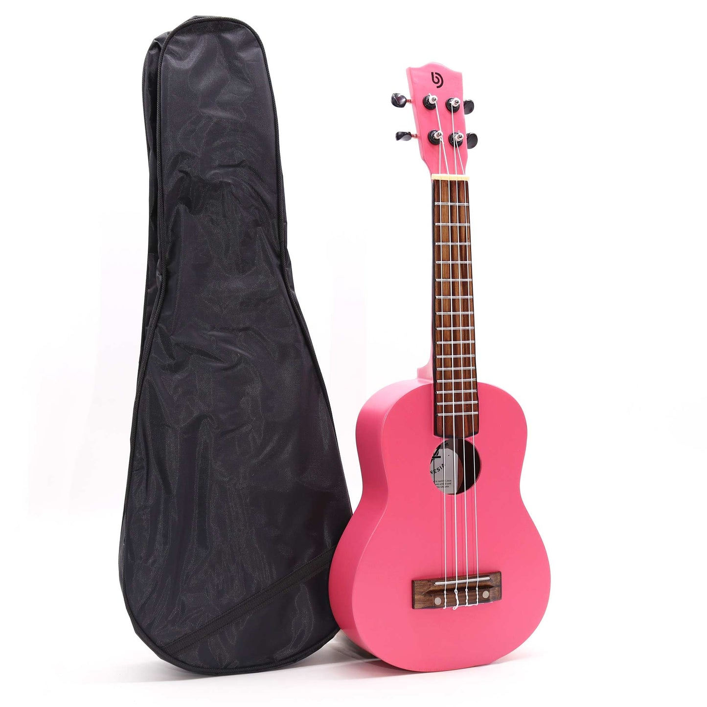 Artisan Handmade 4 String Rosewood Ukulele - Bright Pink product packaging on clean background from Quintessential Holistic Health Ltd