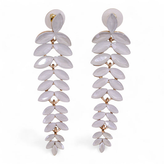 Mystical Nymph Aurora Vintage Glass Earrings - Pearl / Long Drop product packaging on clean background from Quintessential Holistic Health Ltd