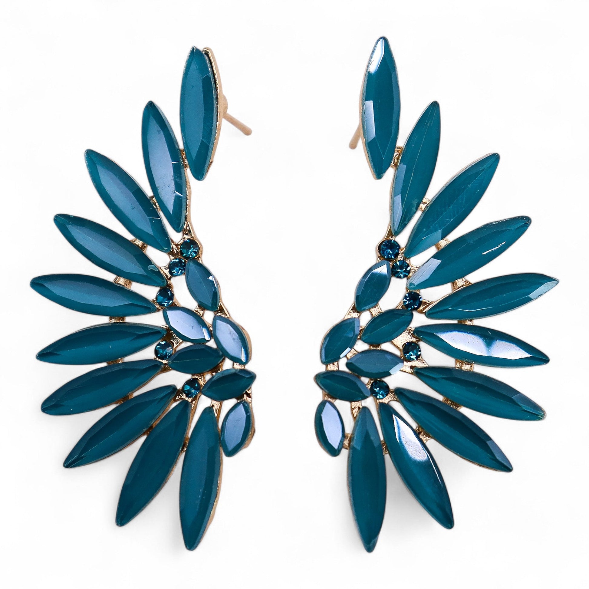 Mystical Nymph Aurora Vintage Glass Earrings - Teal Green / Angel Wings product packaging on clean background from Quintessential Holistic Health Ltd