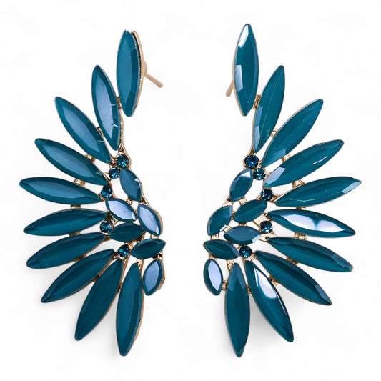 Mystical Nymph Aurora Vintage Glass Earrings - Teal Green / Angel Wings product packaging on clean background from Quintessential Holistic Health Ltd