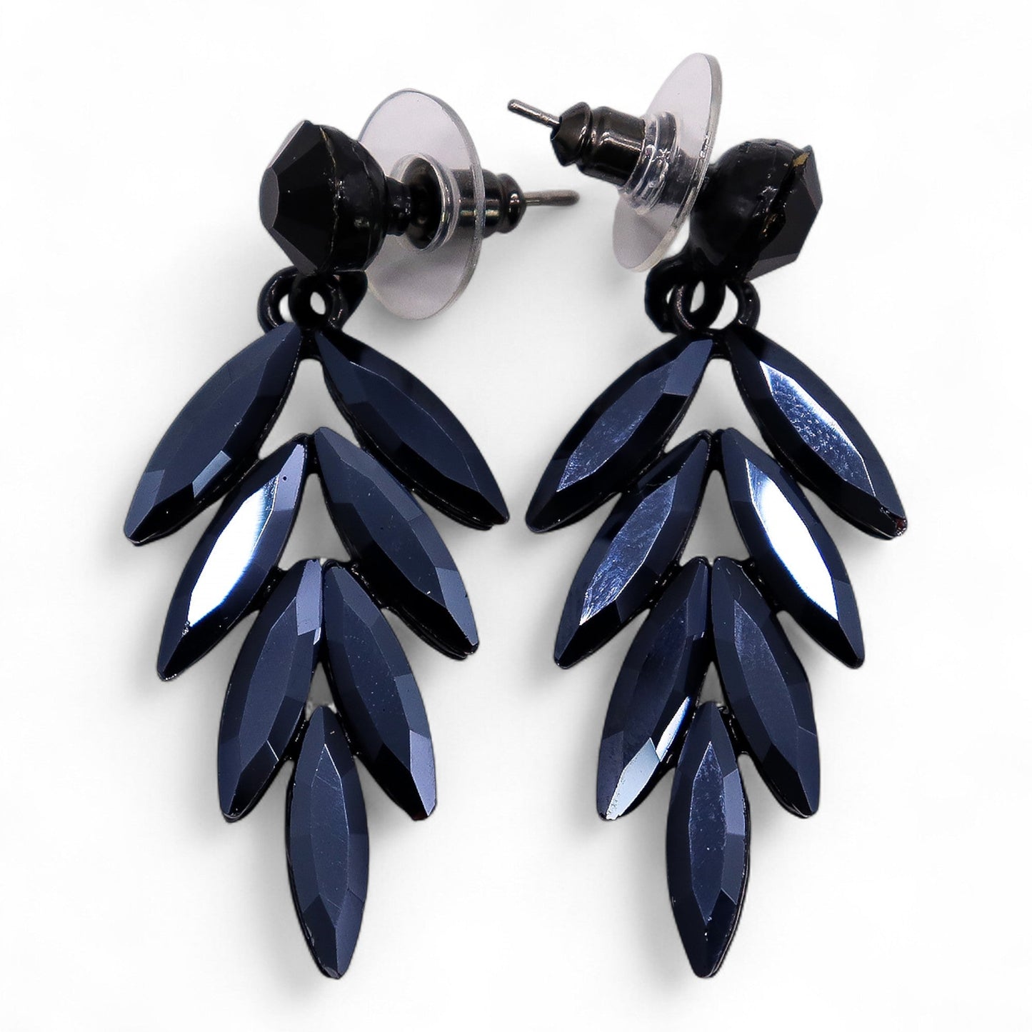 Mystical Nymph Aurora Vintage Glass Earrings - Jet Black / Long Drop product packaging on clean background from Quintessential Holistic Health Ltd