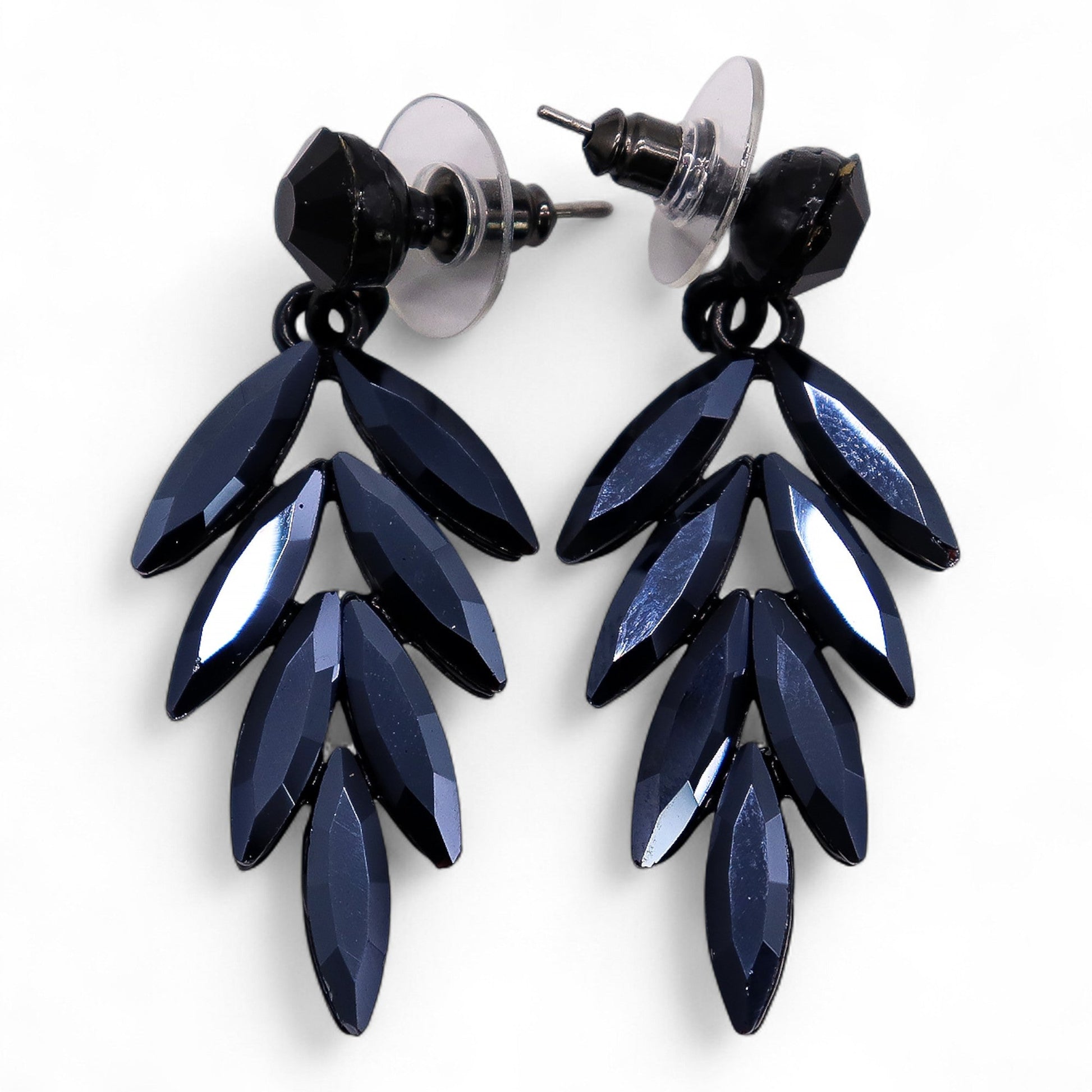 Mystical Nymph Aurora Vintage Glass Earrings - Jet Black / Long Drop product packaging on clean background from Quintessential Holistic Health Ltd