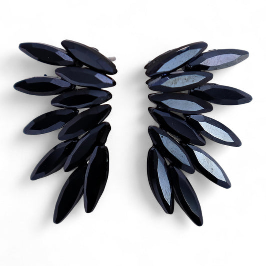 Mystical Nymph Aurora Vintage Glass Earrings - Jet Black / Fairies product packaging on clean background from Quintessential Holistic Health Ltd