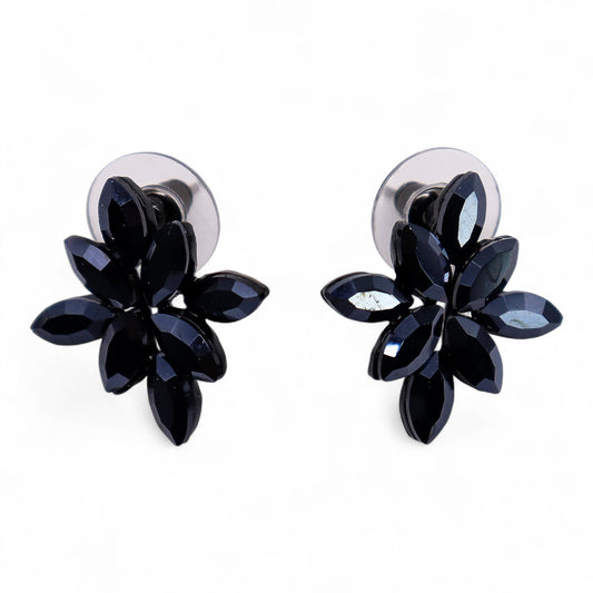 Mystical Nymph Aurora Vintage Glass Earrings - Jet Black / Flowers product packaging on clean background from Quintessential Holistic Health Ltd