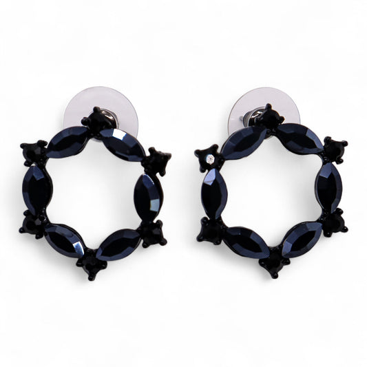 Mystical Nymph Aurora Vintage Glass Earrings - Jet Black / Loop product packaging on clean background from Quintessential Holistic Health Ltd