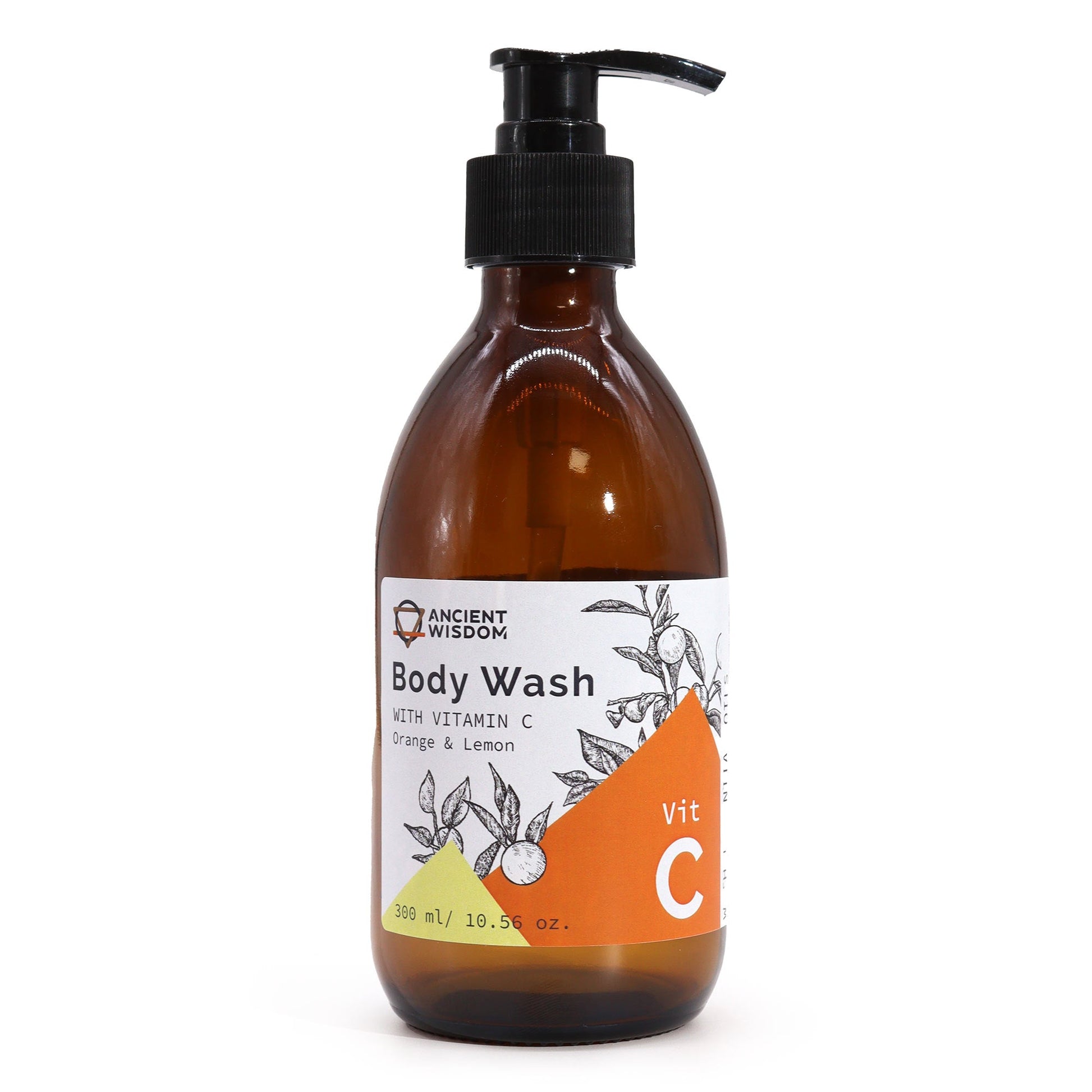 Vitamin C Skincare - Aromatherapy Body Wash / Orange and Lemon product packaging on clean background from Quintessential Holistic Health Ltd