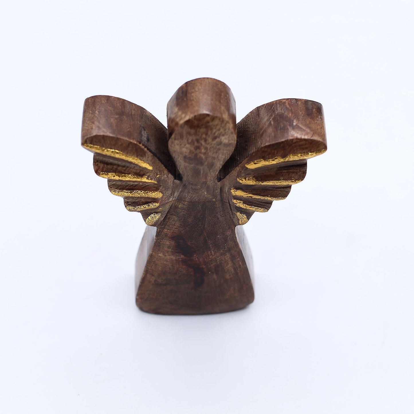 Hand Carved Mango Wooden Angel - Small / Gold Decor product packaging on clean background from Quintessential Holistic Health Ltd